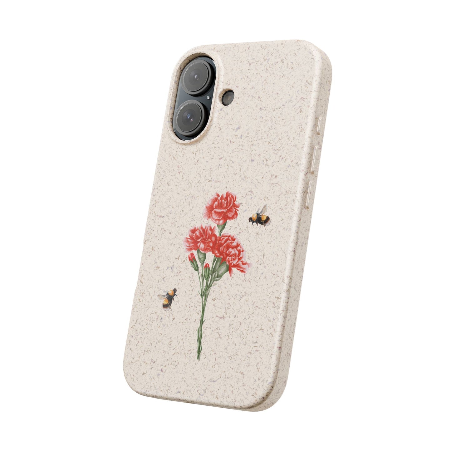 Red Carnations Biodegradable Bamboo Phone Case
