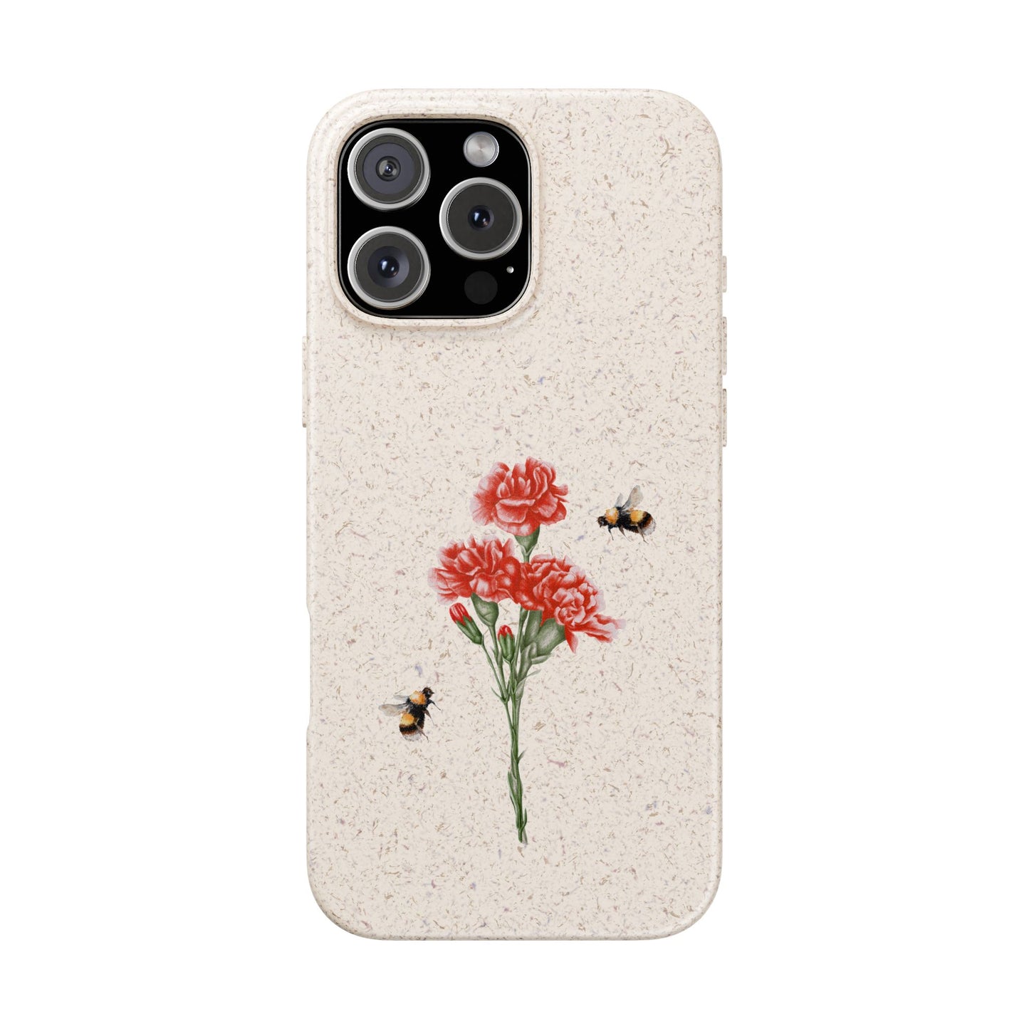 Red Carnations Biodegradable Bamboo Phone Case