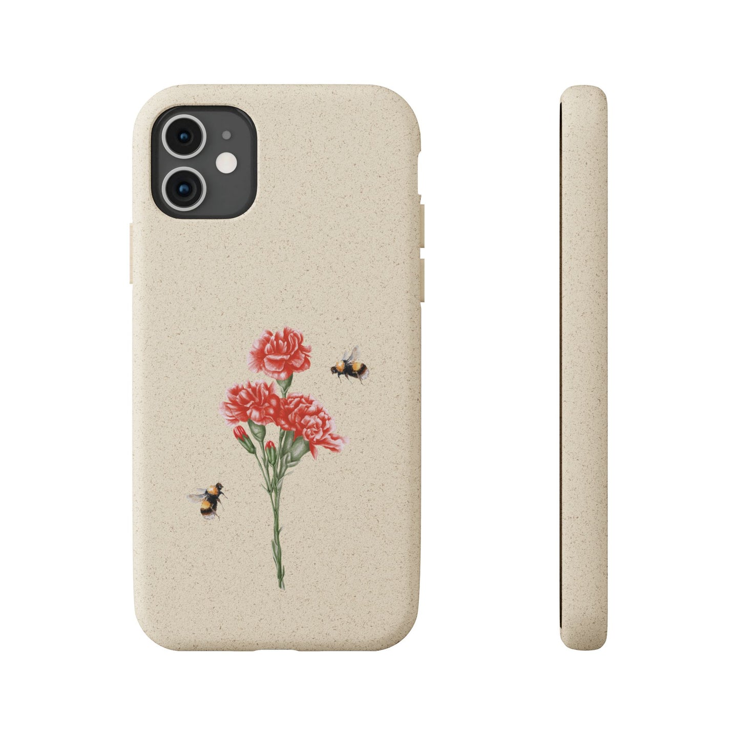 Red Carnations Biodegradable Bamboo Phone Case