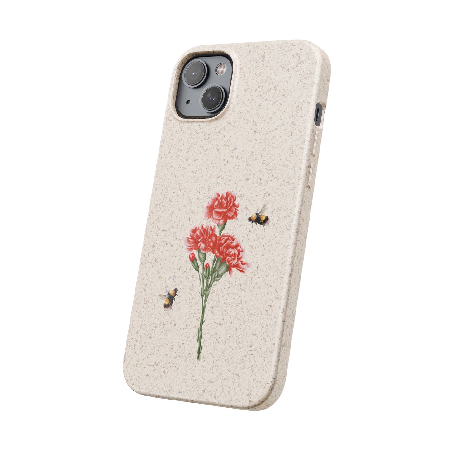 Red Carnations Biodegradable Bamboo Phone Case