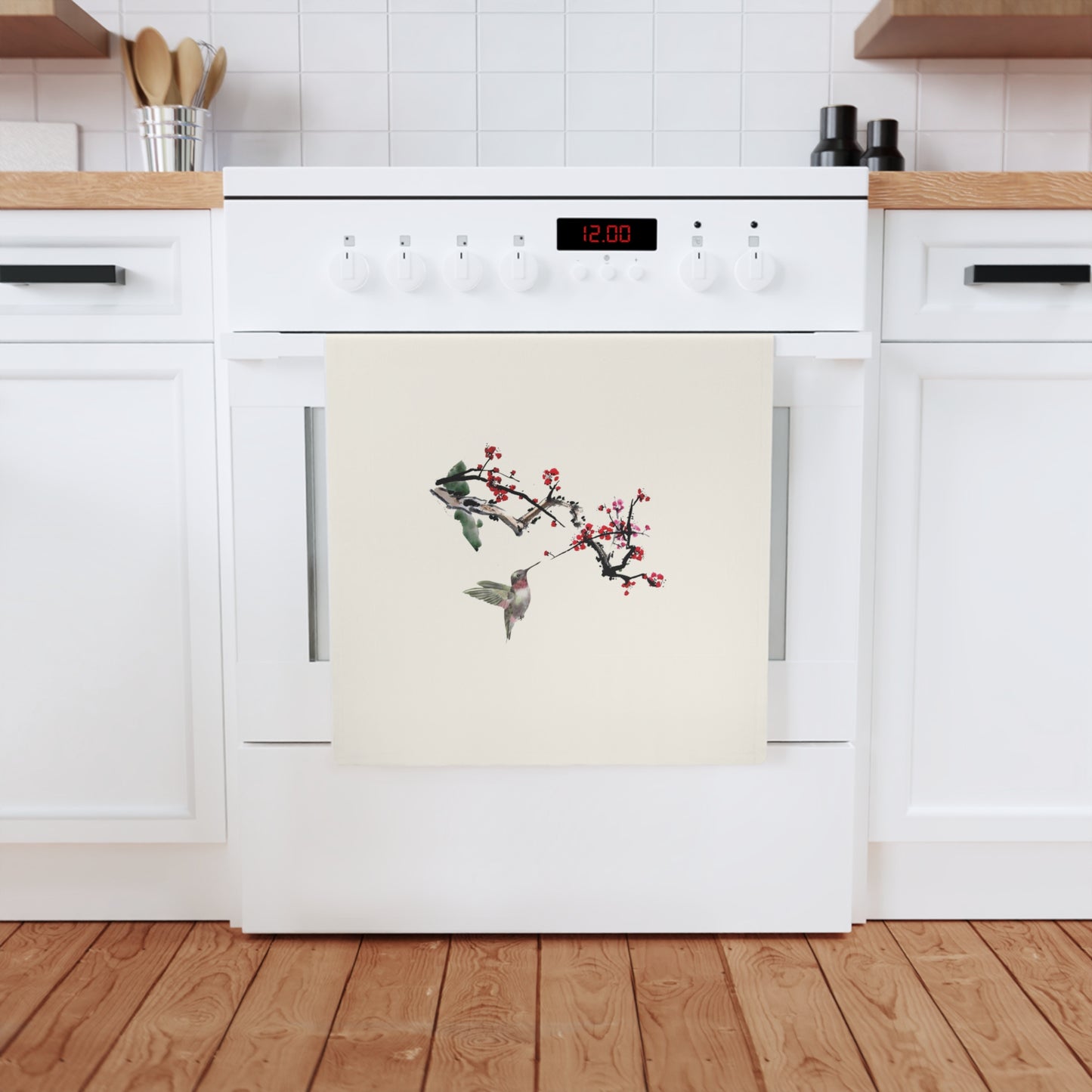 Plum Blossoms Organic Cotton Tea Towel