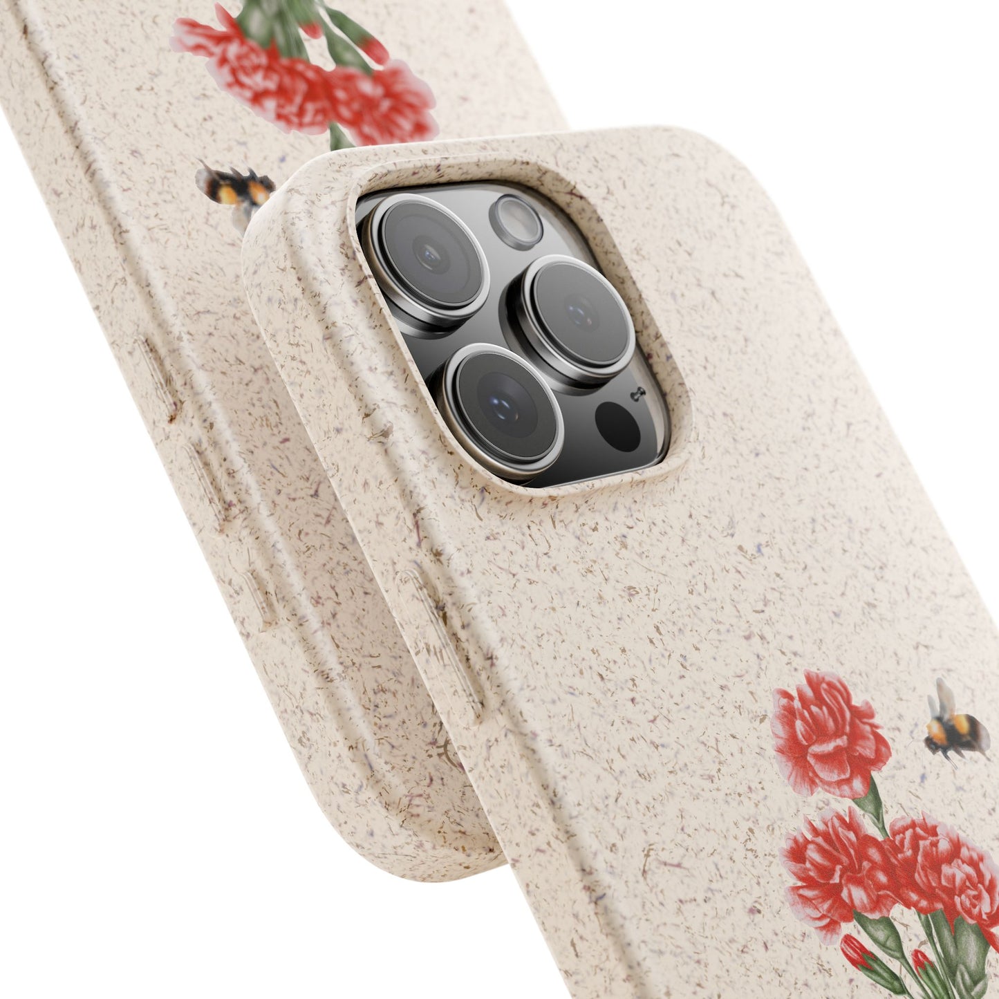 Red Carnations Biodegradable Bamboo Phone Case