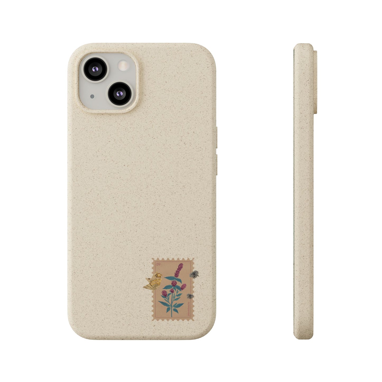 Timbre Menthe Poivrée Coque de Téléphone en Bambou Biodégradable