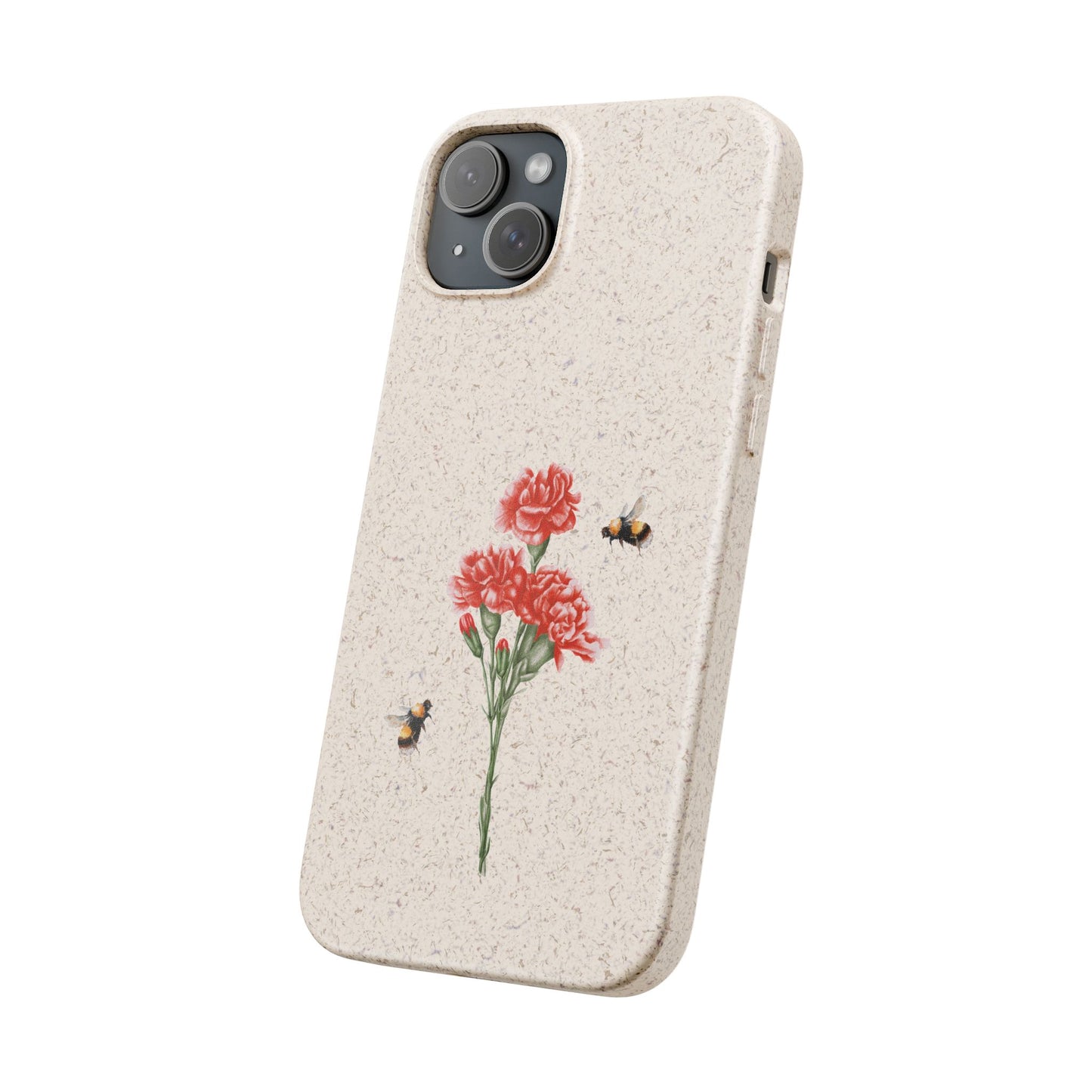 Red Carnations Biodegradable Bamboo Phone Case