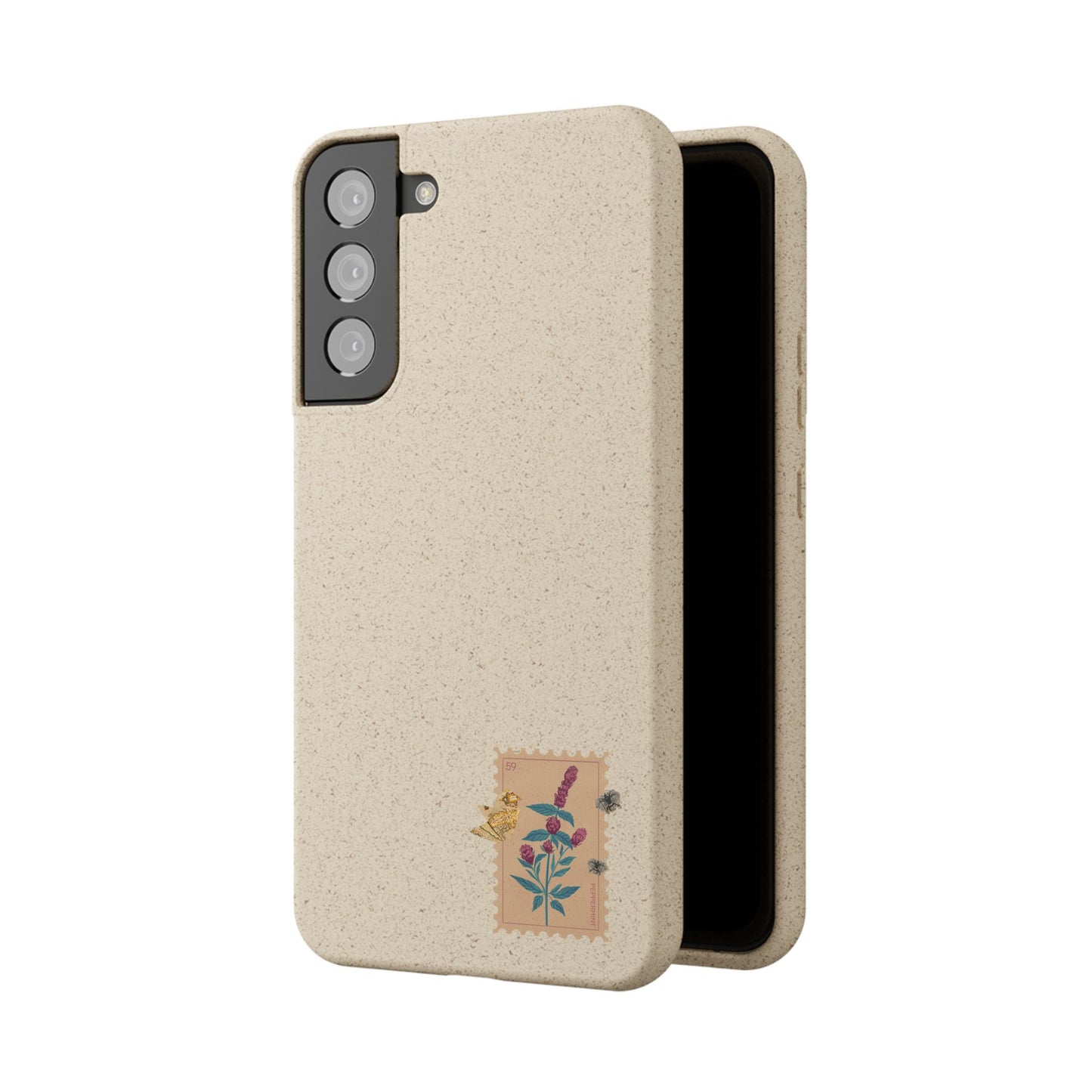 Timbre Menthe Poivrée Coque de Téléphone en Bambou Biodégradable