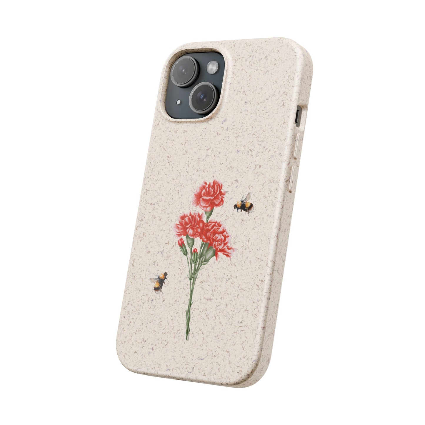 Red Carnations Biodegradable Bamboo Phone Case