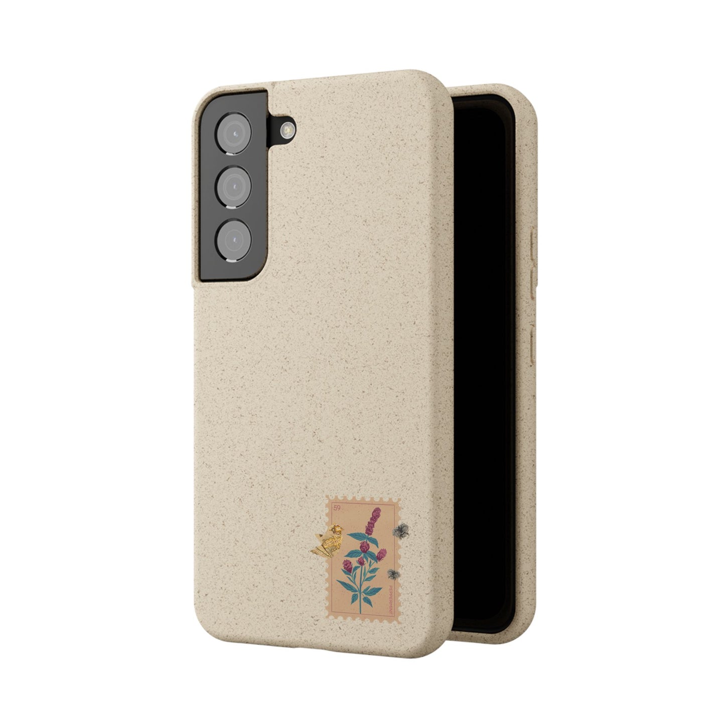 Timbre Menthe Poivrée Coque de Téléphone en Bambou Biodégradable