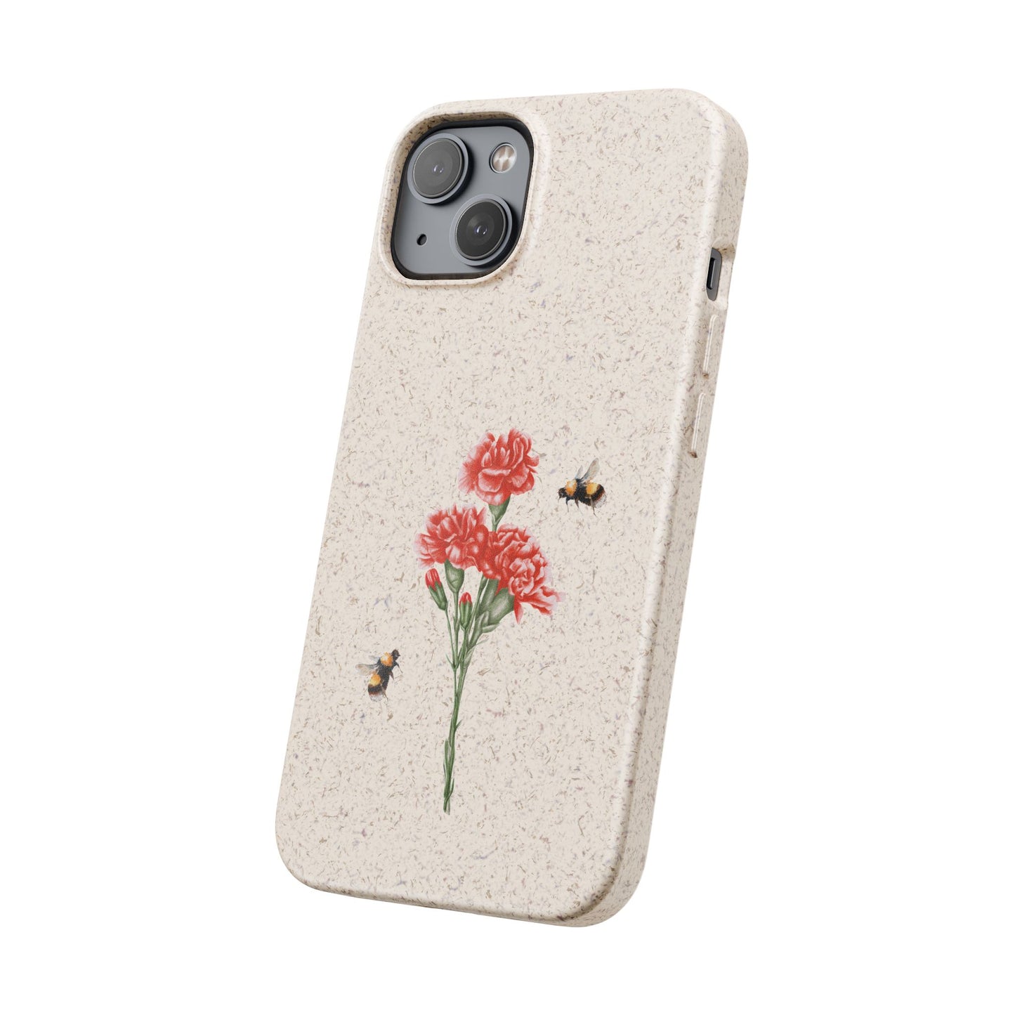 Red Carnations Biodegradable Bamboo Phone Case