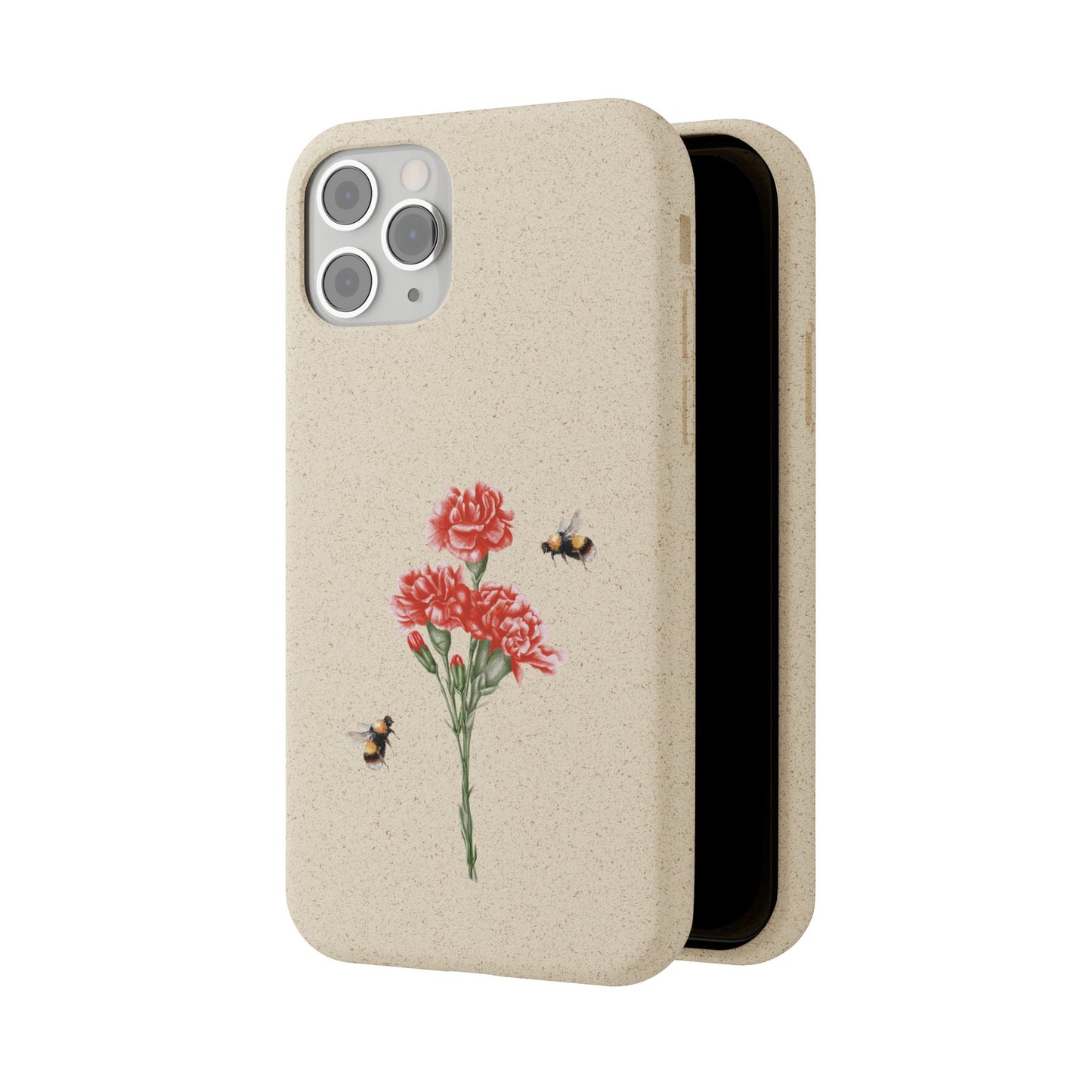 Red Carnations Biodegradable Bamboo Phone Case