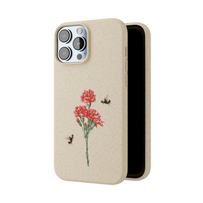 Red Carnations Biodegradable Bamboo Phone Case
