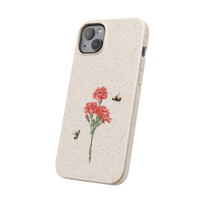 Red Carnations Biodegradable Bamboo Phone Case