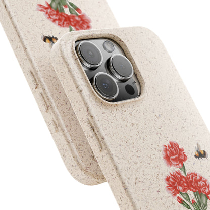 Red Carnations Biodegradable Bamboo Phone Case