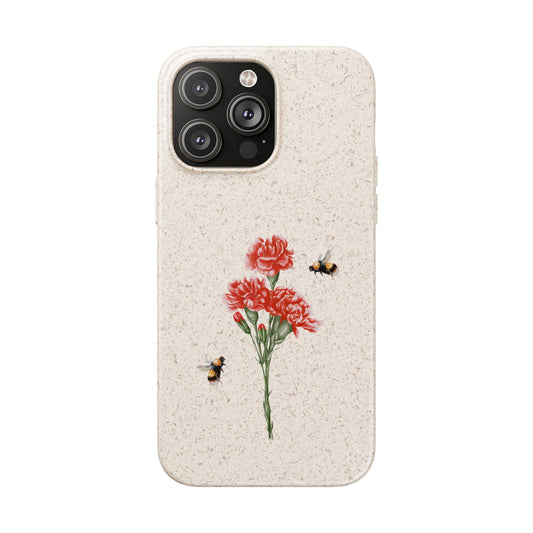 Red Carnations Biodegradable Bamboo Phone Case