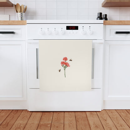 Red Carnations Organic Cotton Tea Towel