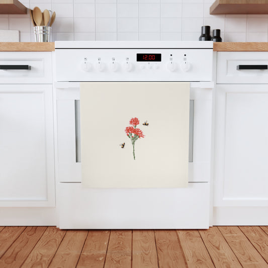 Red Carnations Organic Cotton Tea Towel