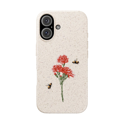 Red Carnations Biodegradable Bamboo Phone Case