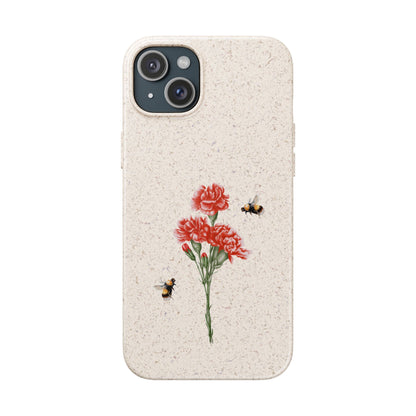 Red Carnations Biodegradable Bamboo Phone Case