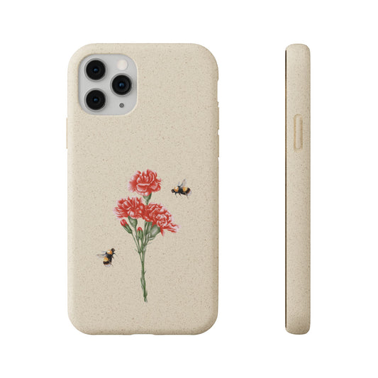 Red Carnations Biodegradable Bamboo Phone Case