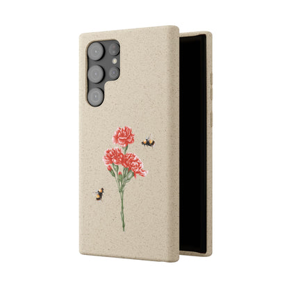 Red Carnations Biodegradable Bamboo Phone Case