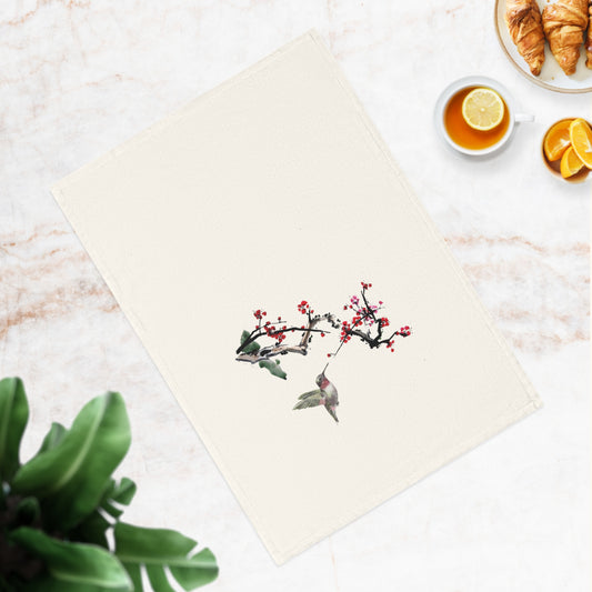 Plum Blossoms Organic Cotton Tea Towel