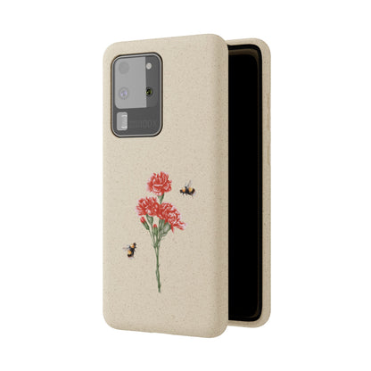 Red Carnations Biodegradable Bamboo Phone Case
