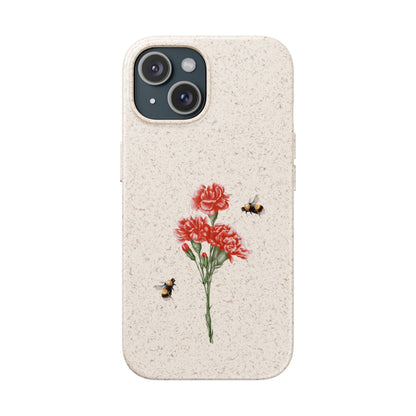 Red Carnations Biodegradable Bamboo Phone Case