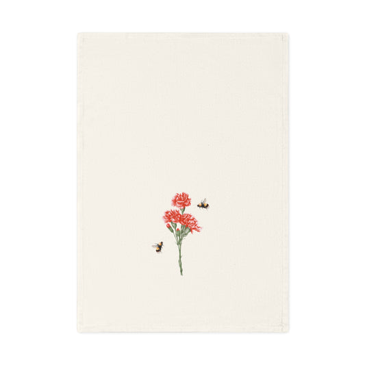 Red Carnations Organic Cotton Tea Towel