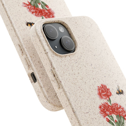 Red Carnations Biodegradable Bamboo Phone Case