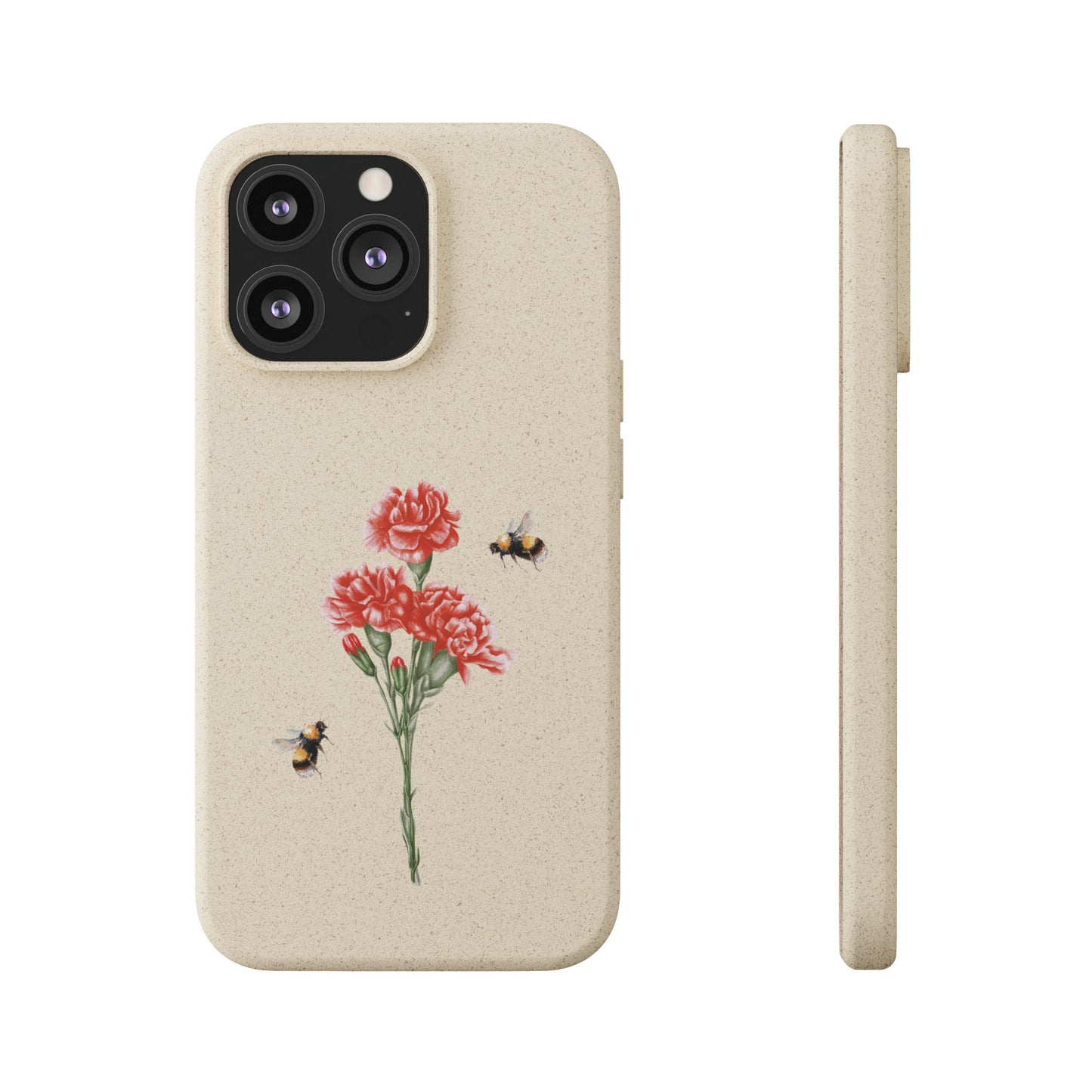 Red Carnations Biodegradable Bamboo Phone Case